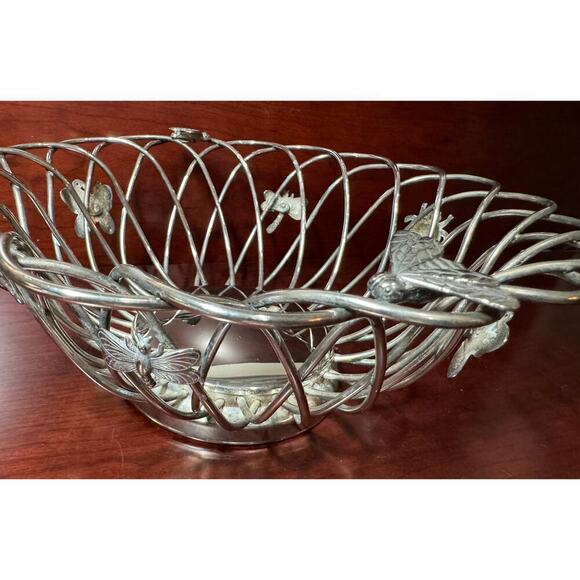 Vintage Godinger Silver Art Company Wire Fruit Bowl With Cute Bug Accents - Picture 3 of 8